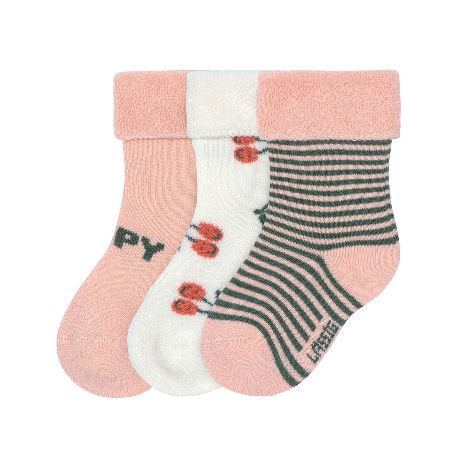 Lässig - Baby Frottee Socken 3er-Pack - Cherry Peach, Gr. 12-14