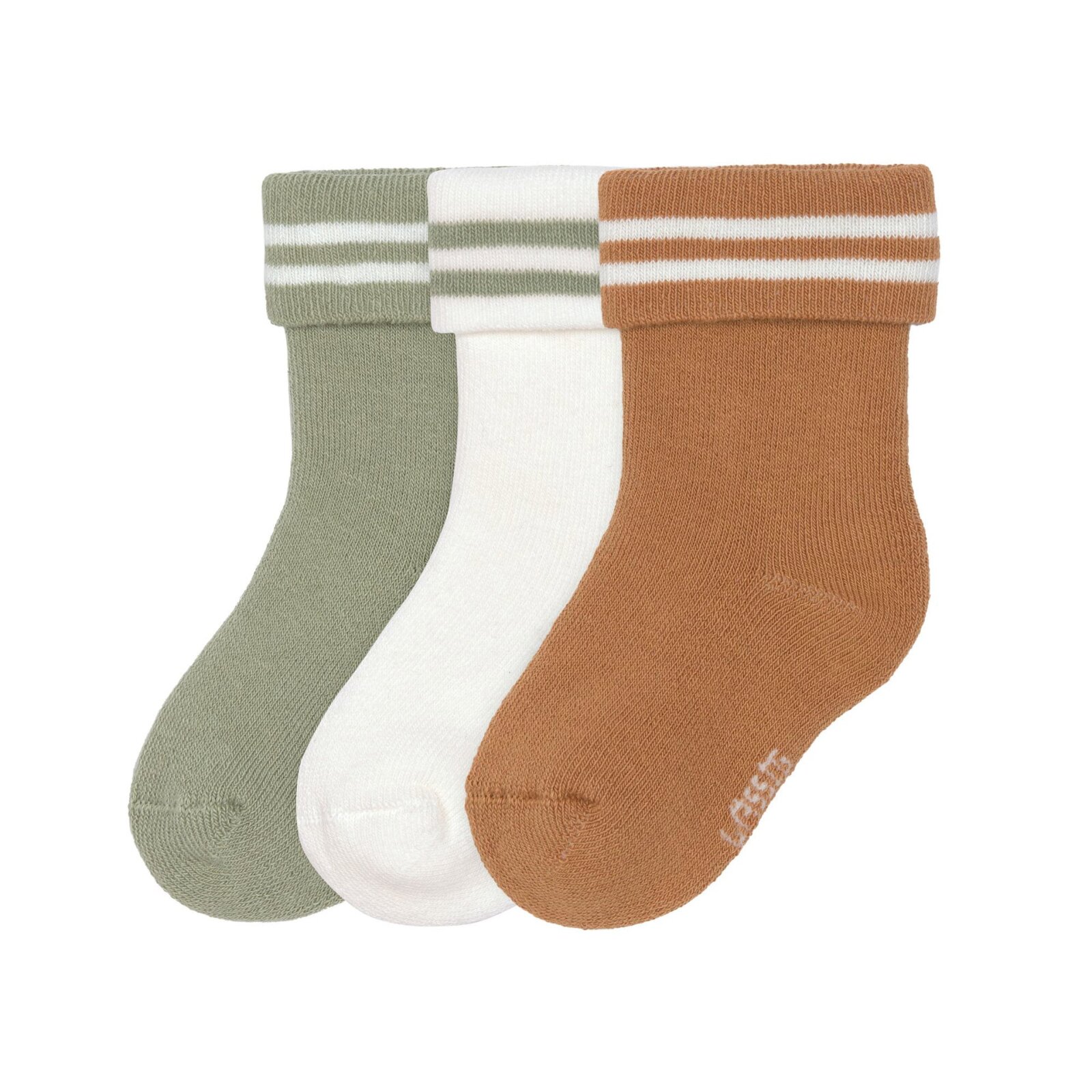 Lässig - Terry Socks 3er-Pack - Stripes Light Khaki, Caramel, Gr. 15-18