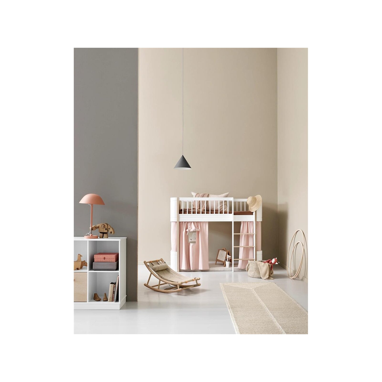 Oliver Furniture - Wood Mini+ Vorhang für halbhohes Hochbett (inkl. Befestigung) Rosa