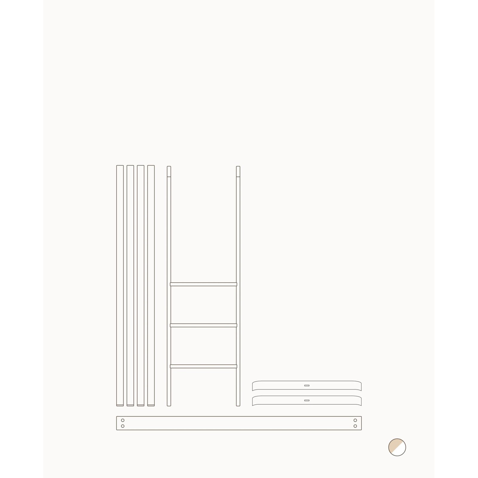 Oliver Furniture - Wood Mini+ Umbauset zum halbhohen Hochbett Weiß / Eiche