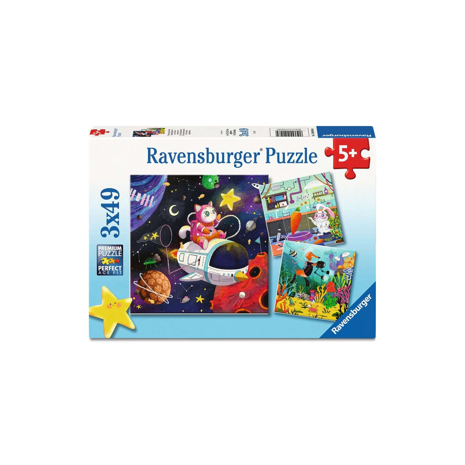Ravensburger - Puzzle - 3 x 49 Teile - ab 5 Jahre - Tierwissenschaftler (A)