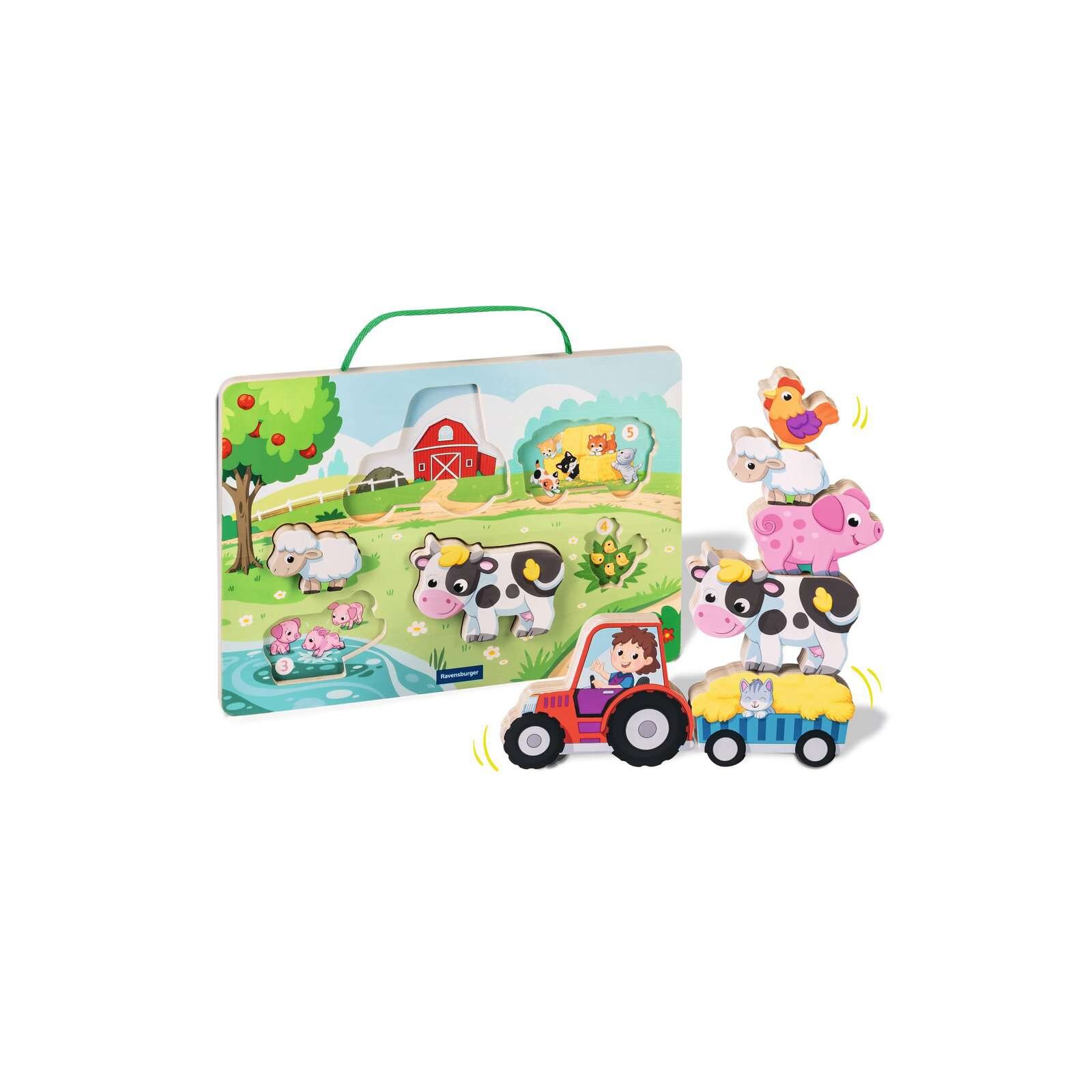 Ravensburger - Play+ Magnetisches Holz-Zähl-Puzzle: Bauernhof