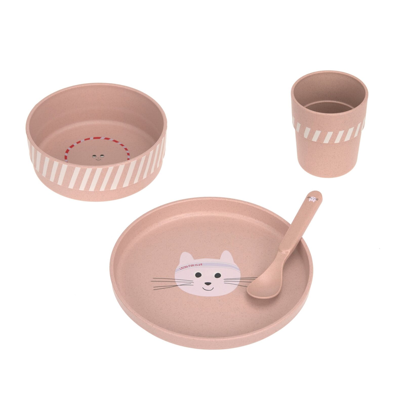 Lässig - Kindergeschirr Set (Teller - Schüssel - Becher - Löffel) - Tiny Team, Katze