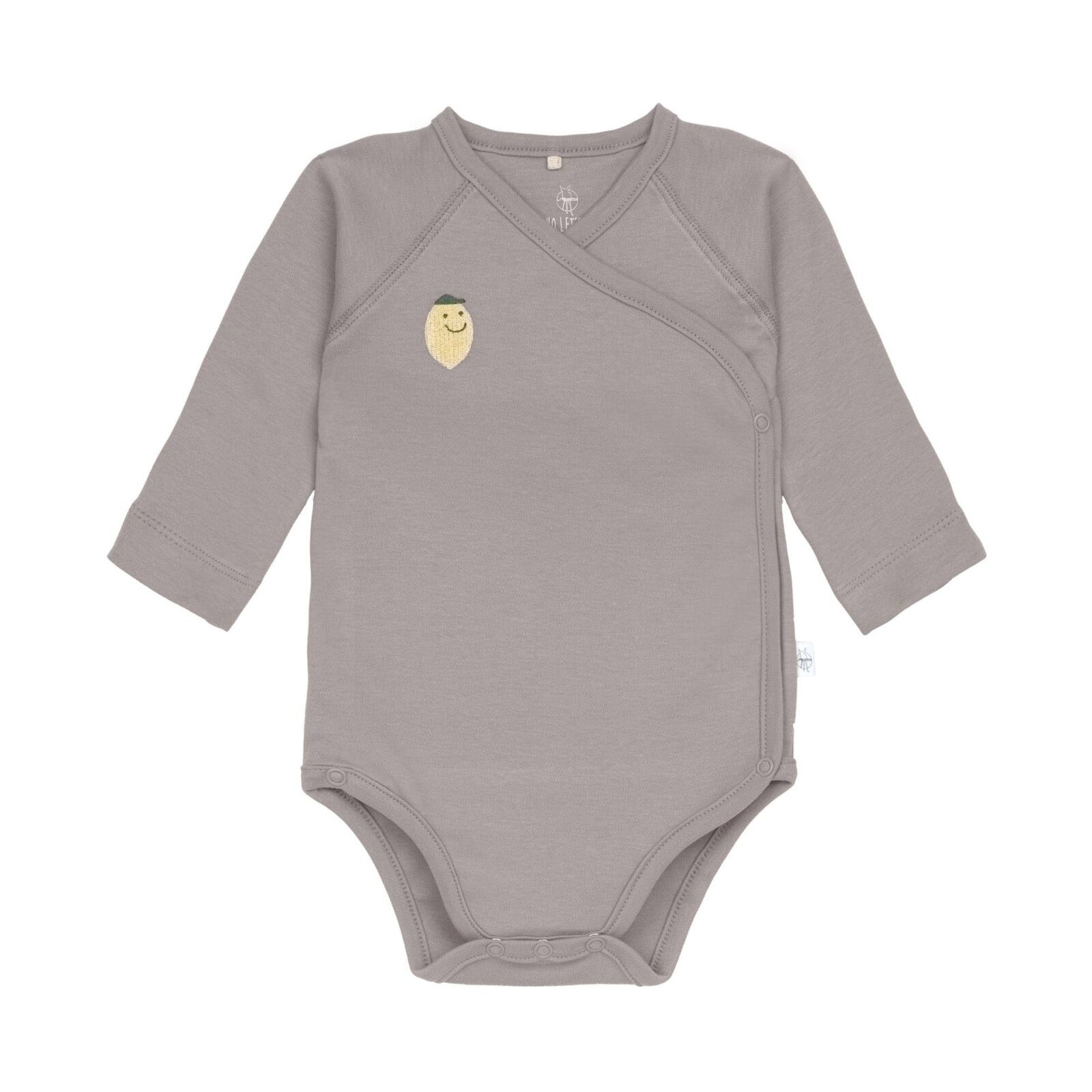 Lässig - Baby-Wickelbody Langarm - Bio-Baumwolle, Zitrone, Taupe, Gr. 62/68