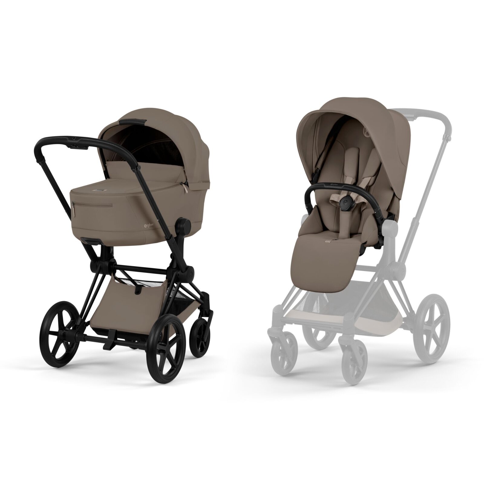 Cybex - Platinum PRIAM 5 Comfort 2 in 1 Kombikinderwagen Matt black Coconut brown