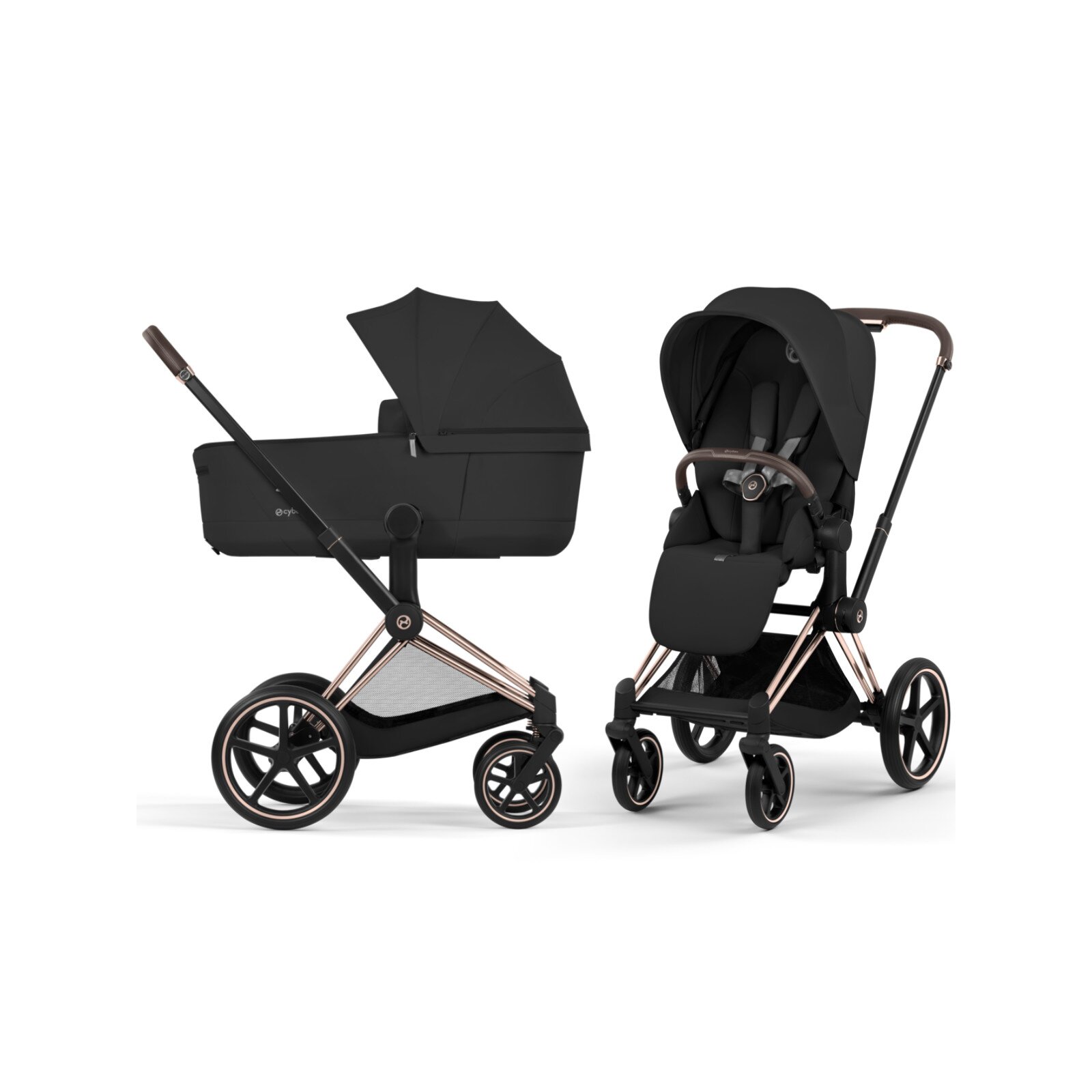 Cybex - Platinum PRIAM 5 Comfort 2 in 1 Kombikinderwagen Rosegold Sepia black