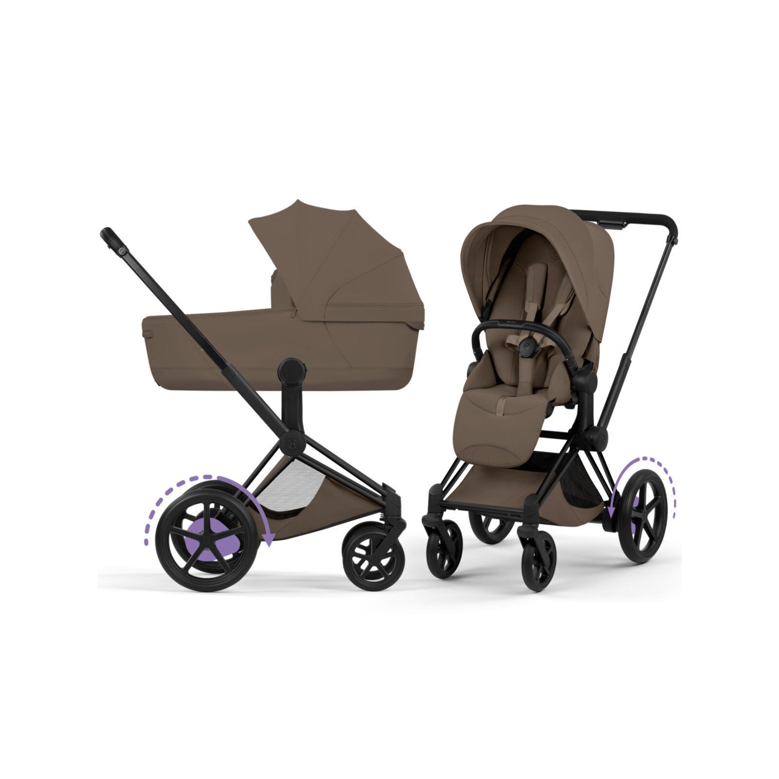 Cybex - Platinum e-PRIAM 5 Comfort 2 in 1 Kombikinderwagen Matt black Coconut brown