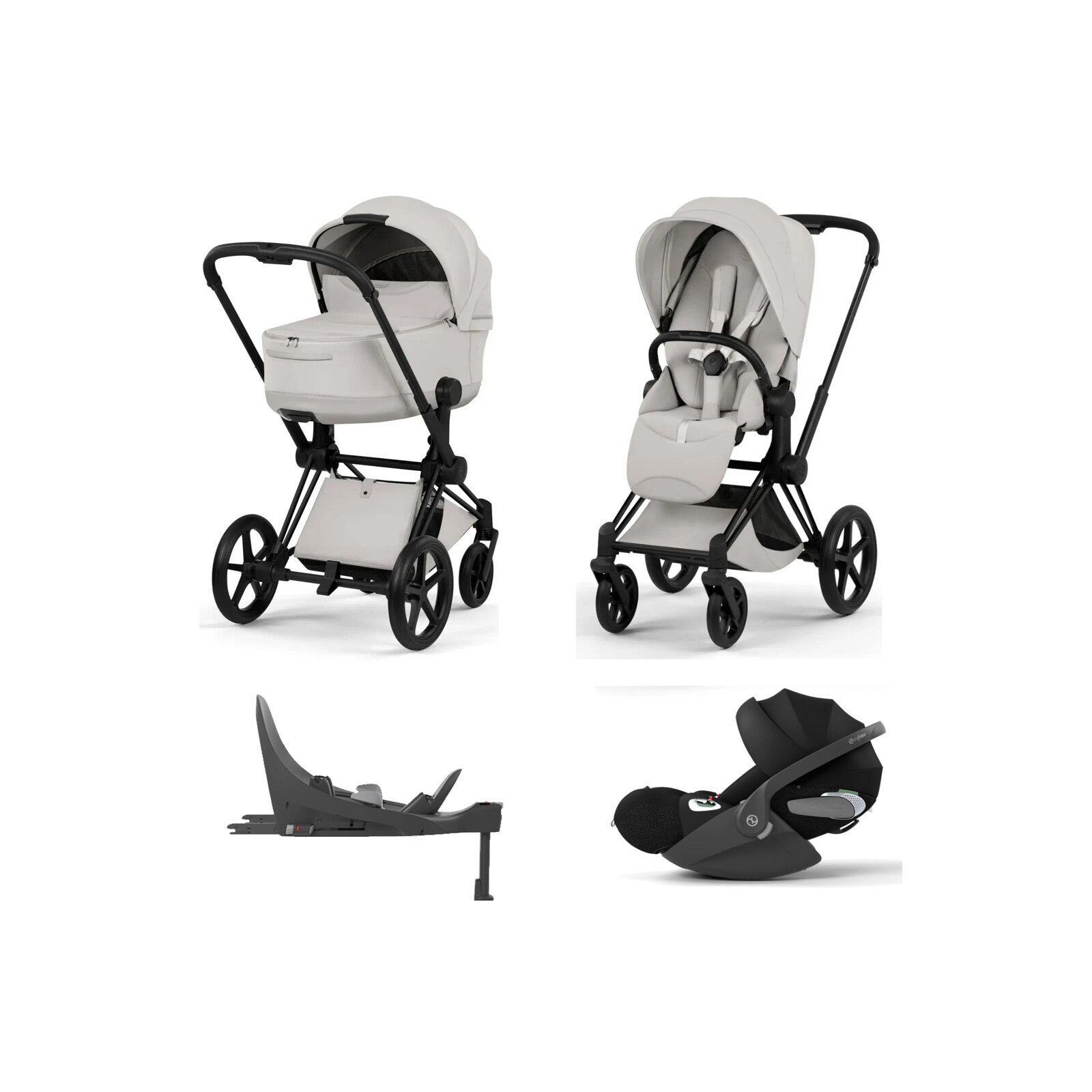 Cybex - Platinum PRIAM 5 Style Kinderwagen Set 4 in 1 inkl. Cybex Cloud T, Base T (City grey)