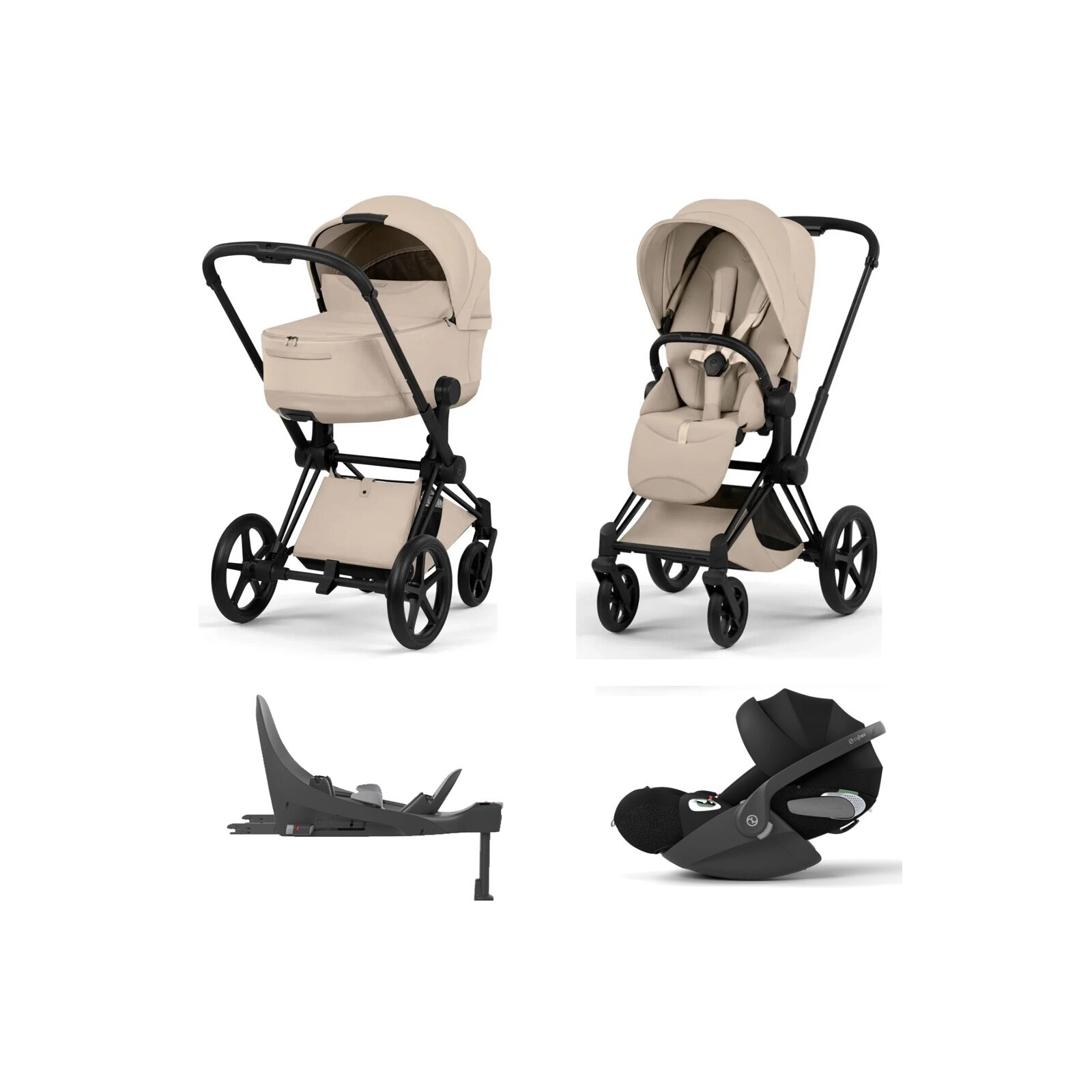 Cybex - Platinum PRIAM 5 Style Kinderwagen Set 4 in 1 inkl. Cybex Cloud T, Base T (Cozy beige)