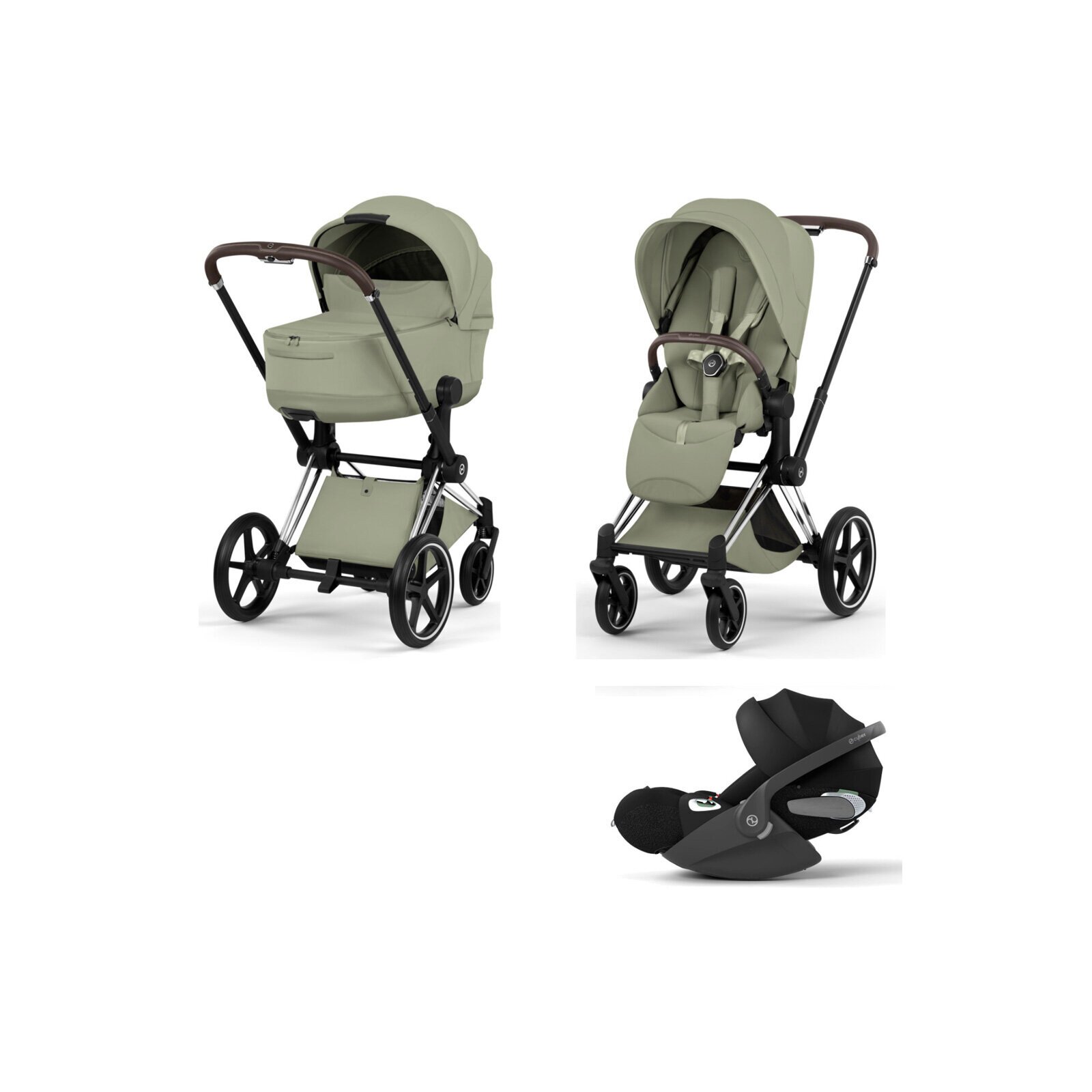 Cybex - Platinum PRIAM 5 Style Kinderwagen Set 3 in 1 inkl. Cybex Cloud T (Sage green)