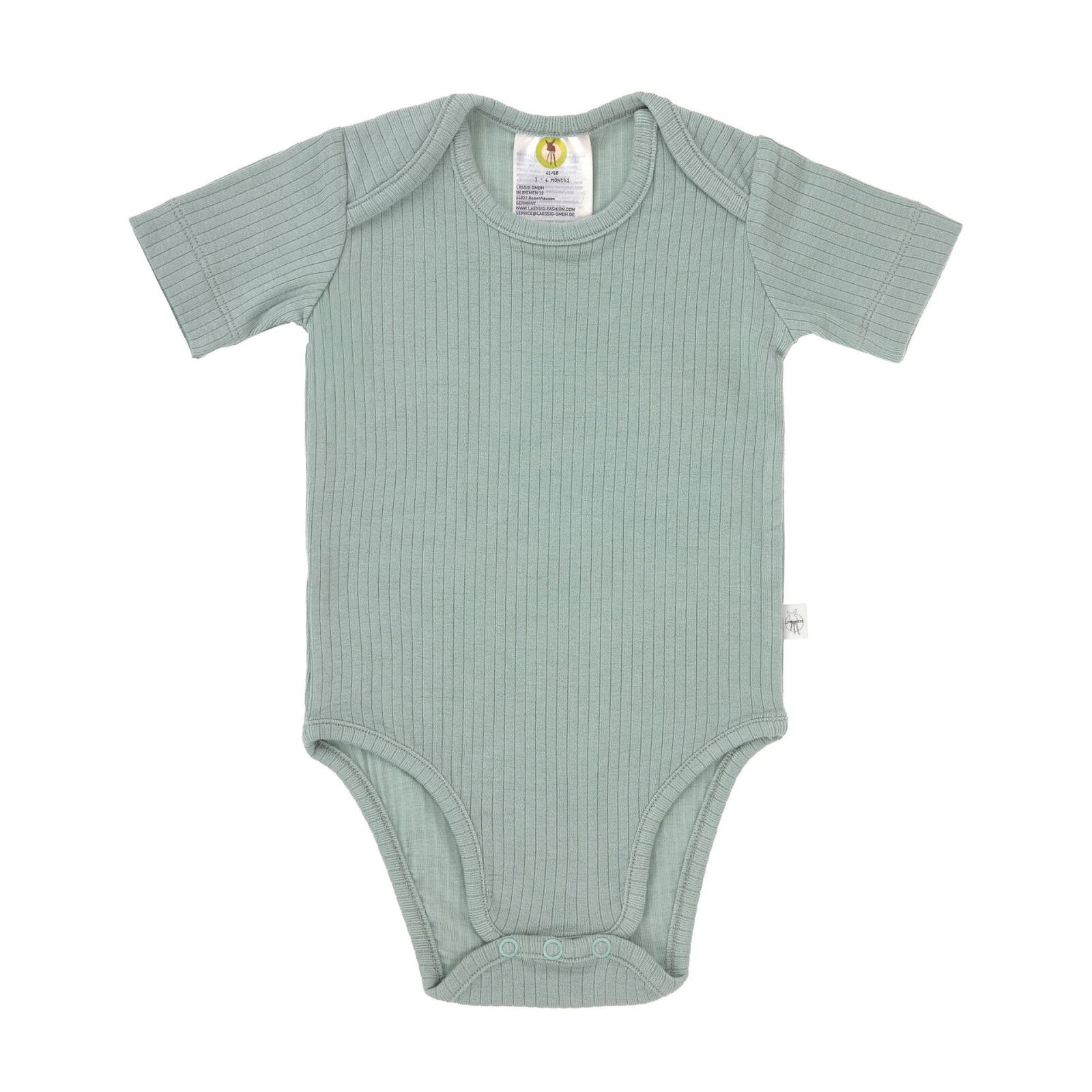Lässig - Kurzarm-Body TENCEL™ Lyocell gerippt - Granite Green, Gr. 86/92