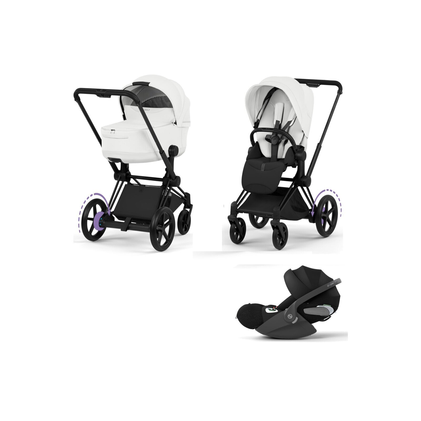 Cybex - Platinum e-PRIAM 5 Style Kinderwagen Set 3 in 1 inkl. Cybex Cloud T (Off white)