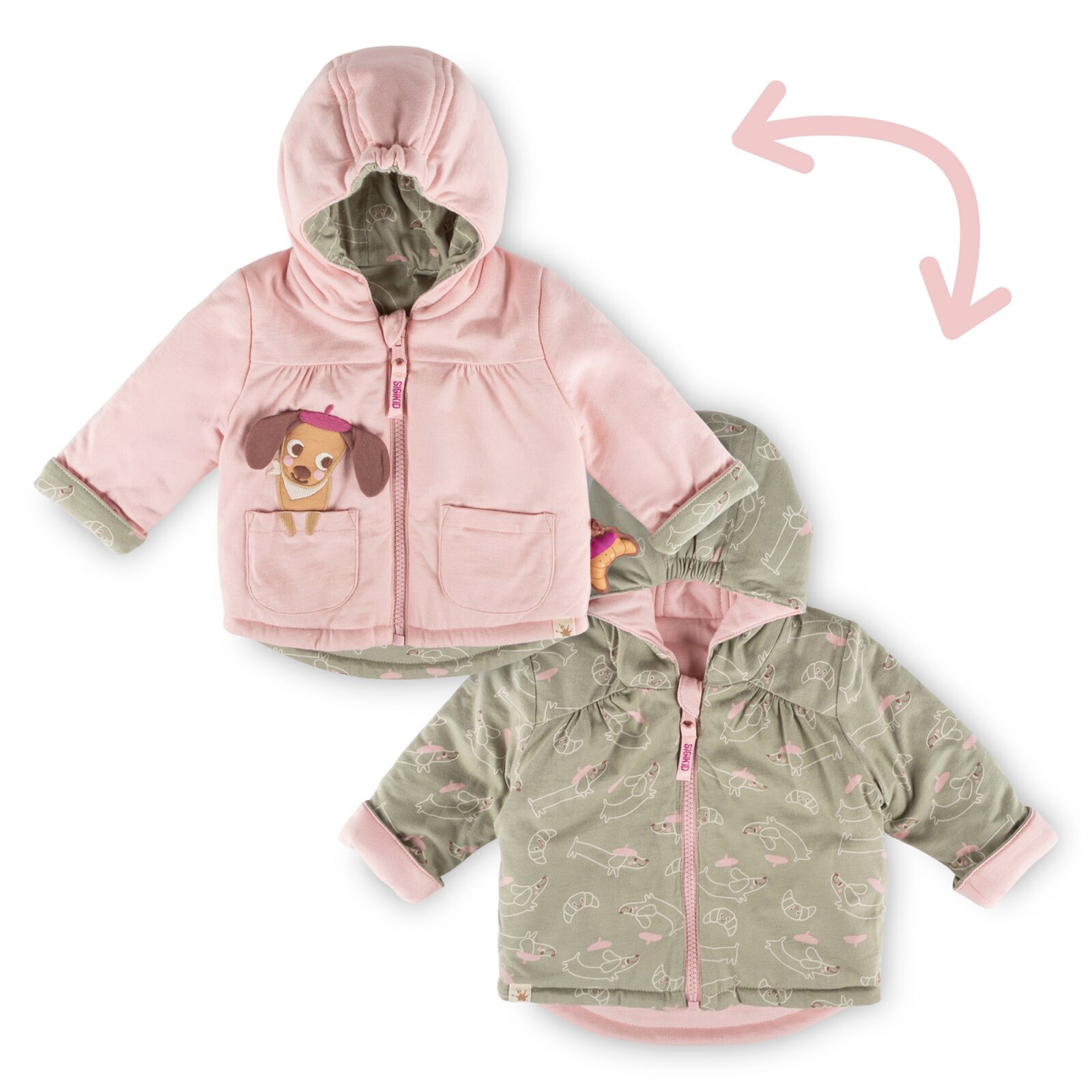 Sigikid - Wendejacke wattiert, Baby, rosa, Gr. 74