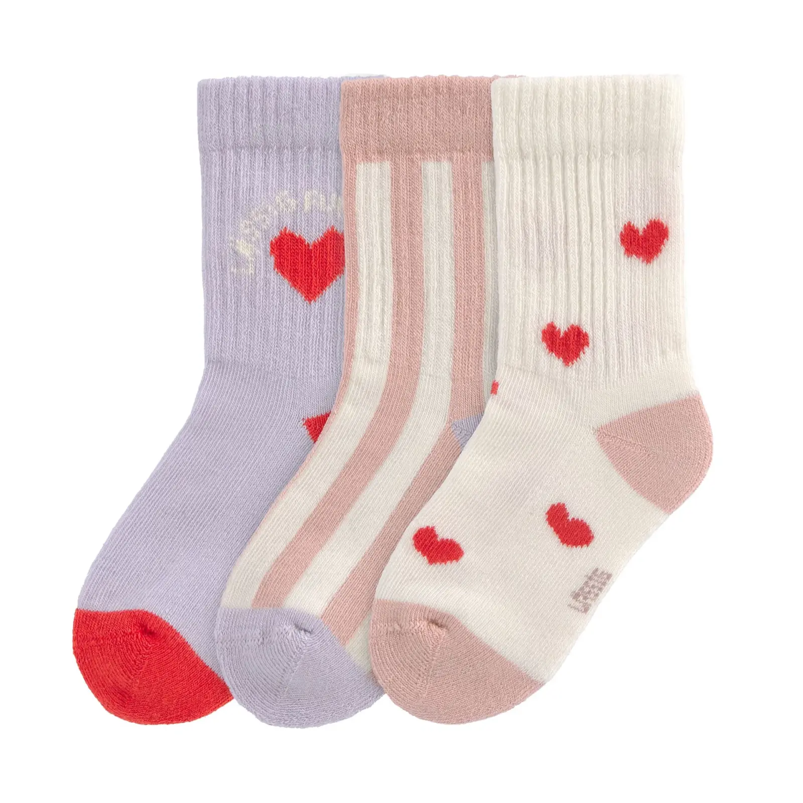 Lässig - Tennis Socken 3er-Pack - Bio Baumwolle, Herz, Gr. 15-18