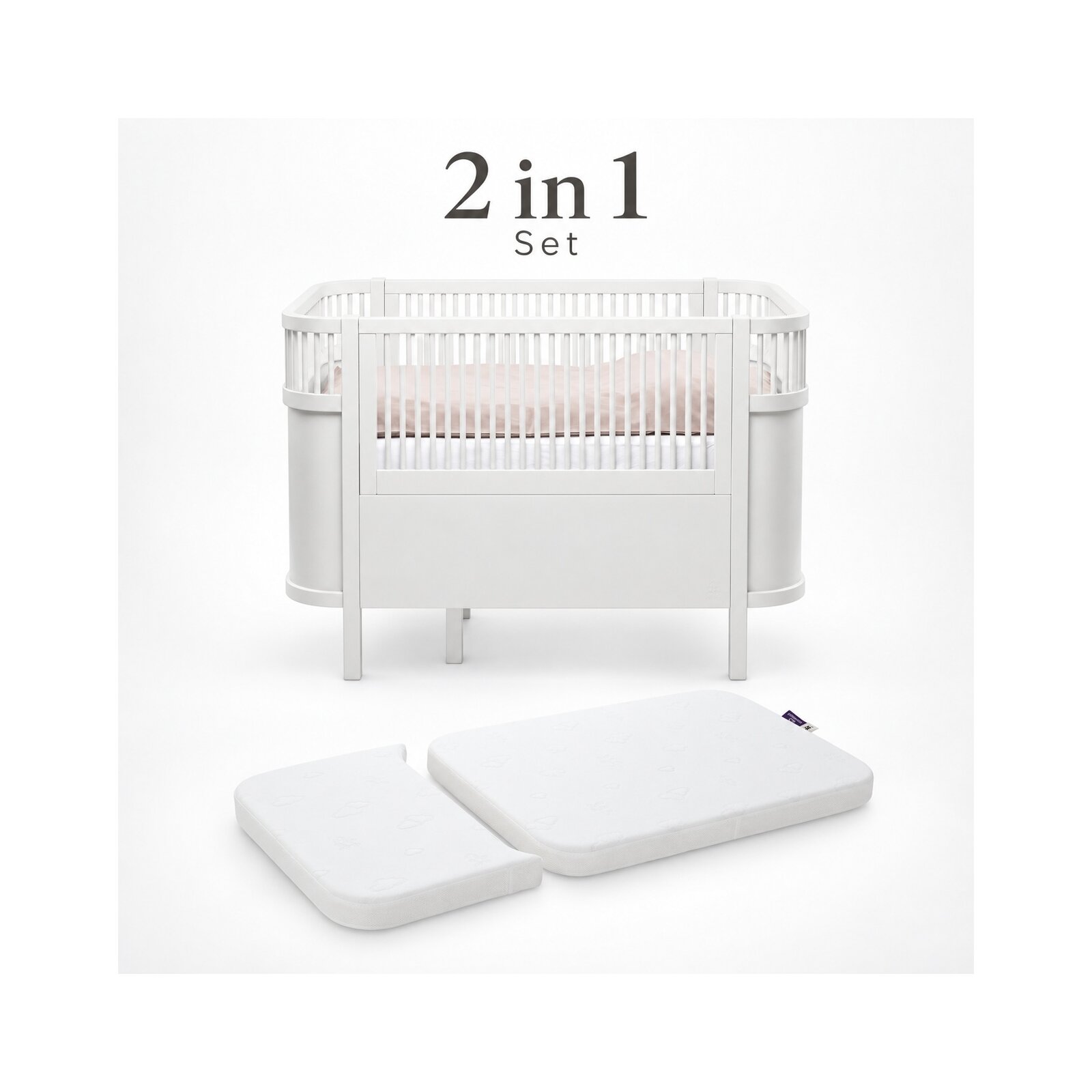 Sebra - Bett, Baby & Juniorbett-Set inkl. Matratze, classic white