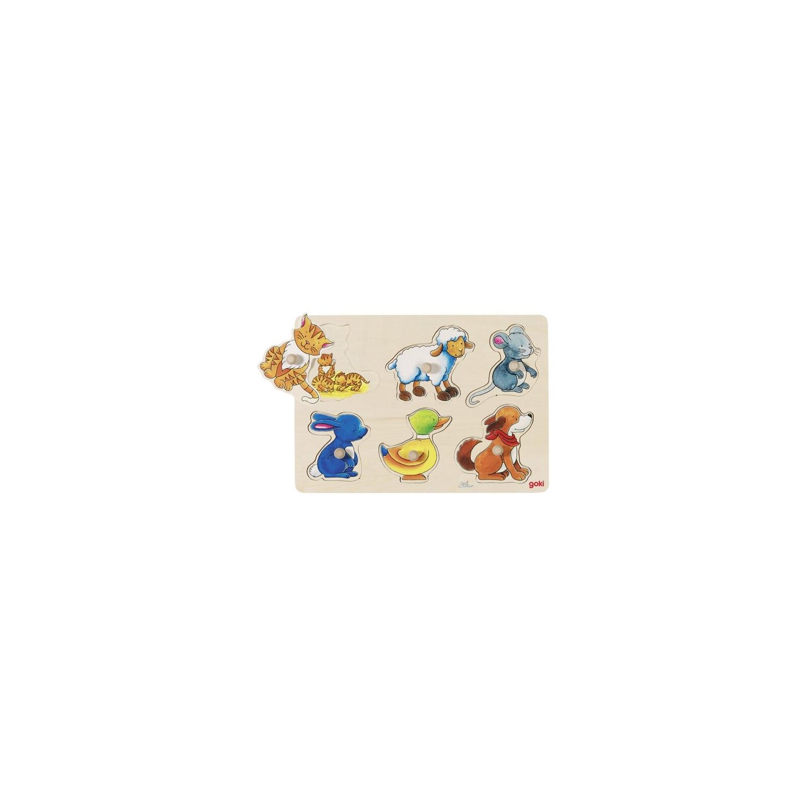 Goki - Puzzle aus Holz - 6 Teile - ab 1 Jahr - Mutter und Kind