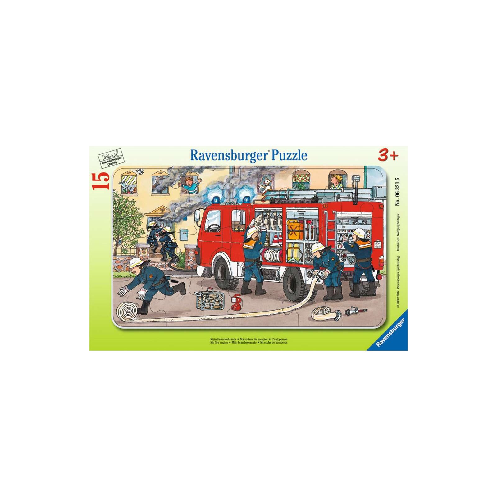 Ravensburger - Rahmenpuzzle - 15 Teile - ab 3 Jahre - Mein Feuerwehrauto (A)