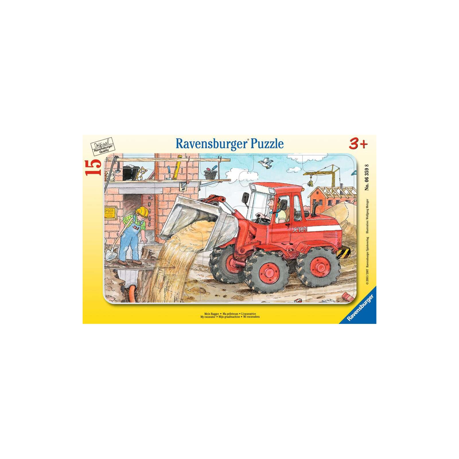 Ravensburger - Rahmenpuzzle - 15 Teile - ab 3 Jahre - Mein Bagger (A)