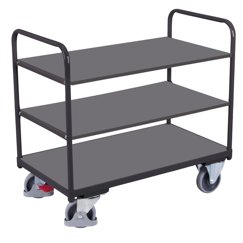 VARIOfit Etagenwagen mit 3 Böden 250 kg Traglast Typ S + EasySTOP - A