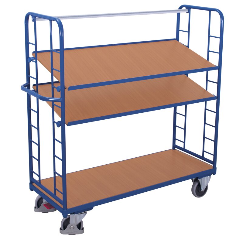 VARIOfit Etagenwagen mit 3 Böden 400 kg Traglast Typ L + EasySTOP - A