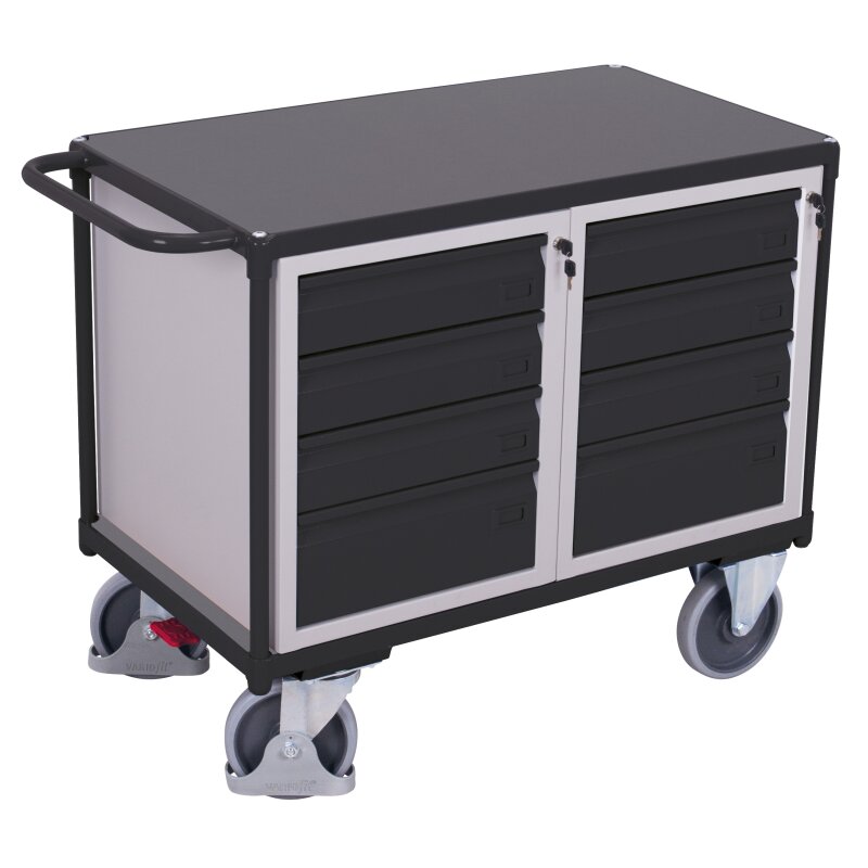 VARIOfit Werkstattwagen mit 8 Schubladen + EasySTOP - Anthrazitgrau