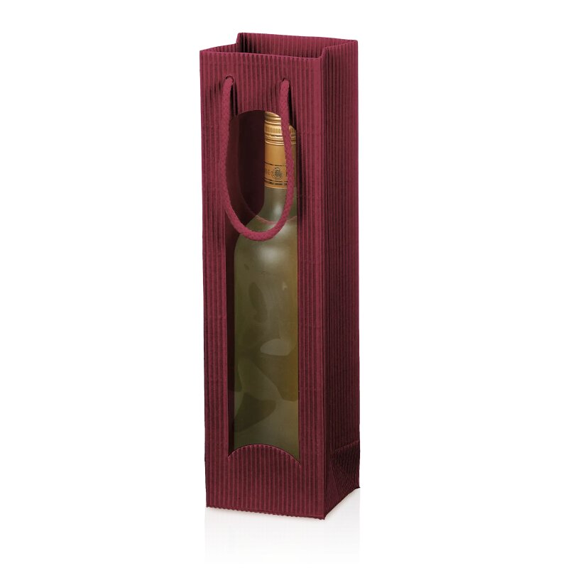 20 x Tragetasche 'Offene Welle Bordeaux' 1er mit Fenster