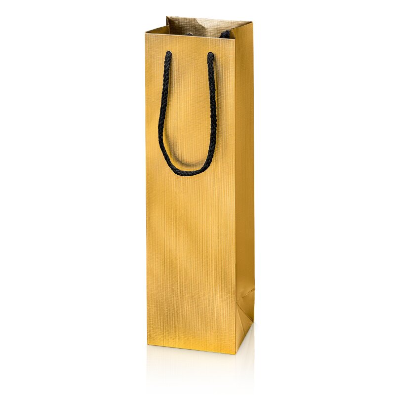 20 x Tragetasche 'Satina Gold' 1er, Strukturpapier Kordel und Innenseite Sc