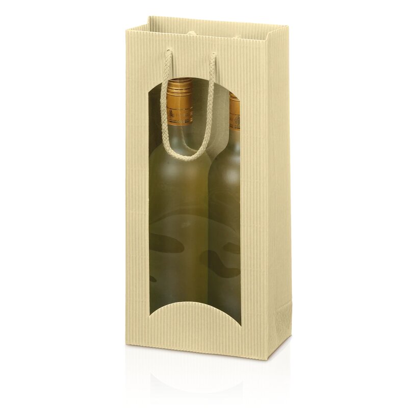 20 x Tragetasche 'Offene Welle Creme' 2er mit Fenster