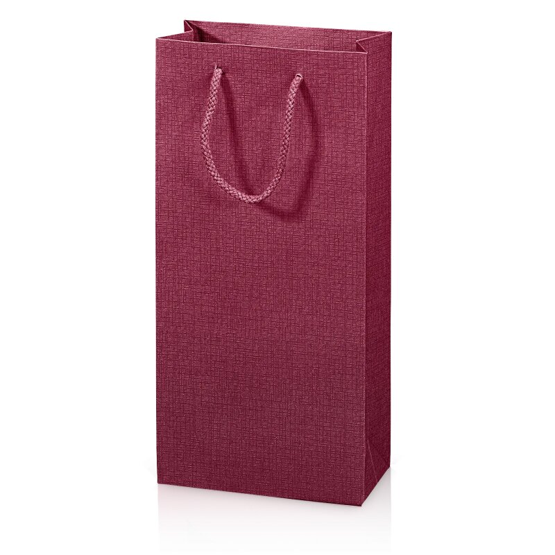 20 x Tragetasche 'Satina Bordeaux' 2er, Strukturpapier