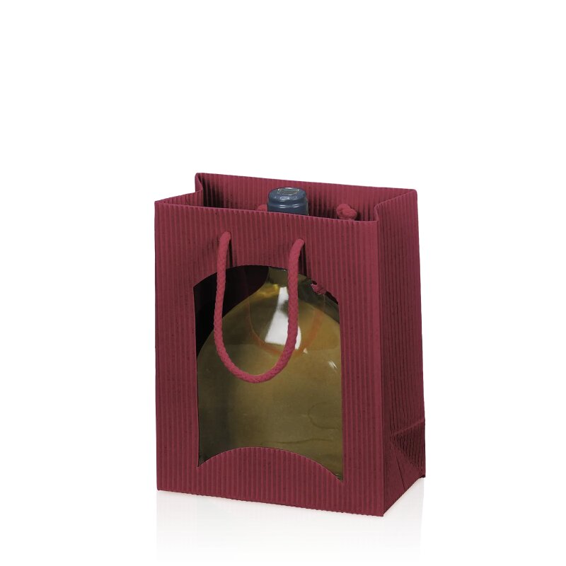 20 x Tragetasche 'Offene Welle Bordeaux' -S- mit Fenster (vormals BB)