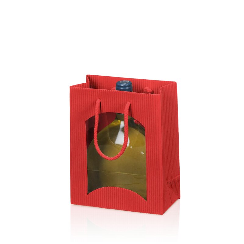 20 x Tragetasche 'Offene Welle Rot' -S- mit Fenster (vormals BB)
