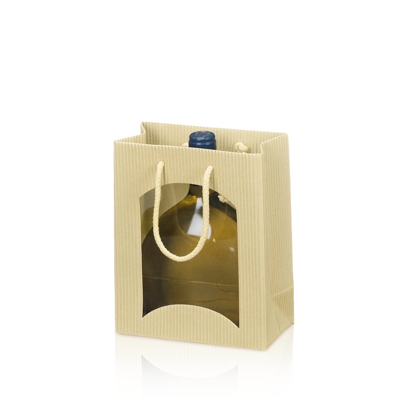 20 x Tragetasche 'Offene Welle Creme' -S- mit Fenster (vormals BB)