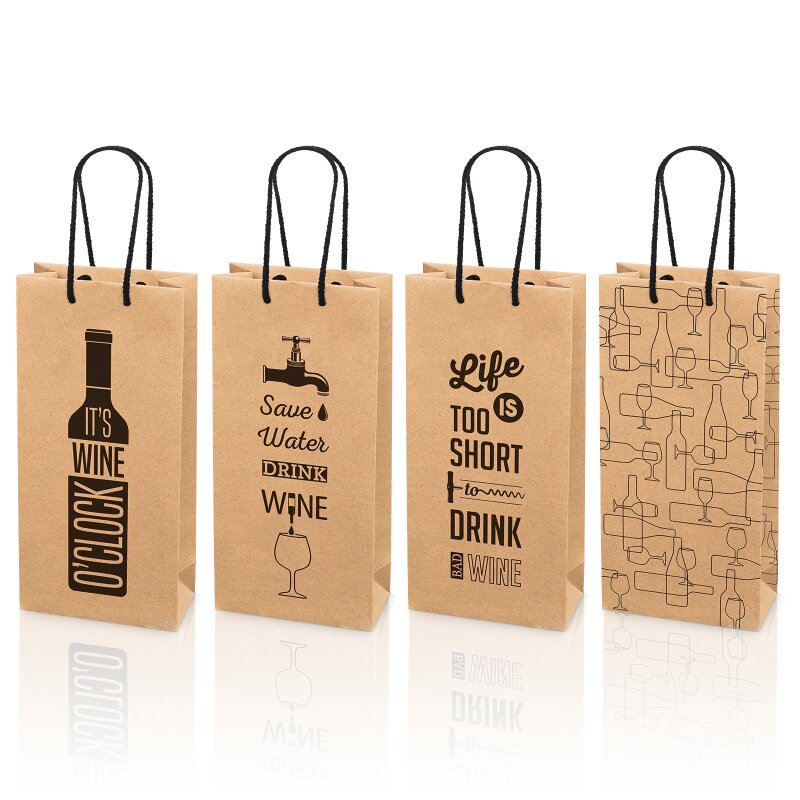20 x Tragetasche 'Natura Wine' sortiert, 2er, Kraftpapier
