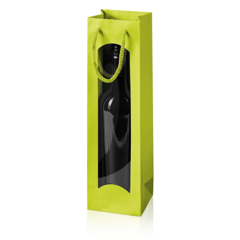 20 x Tragetasche 'Linea Limette' 1er mit Fenster, Strukturpapier