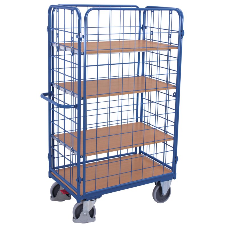 VARIOfit Paket-Vierwandwagen hoch mit 3 Böden Typ L + EasySTOP - Enzi