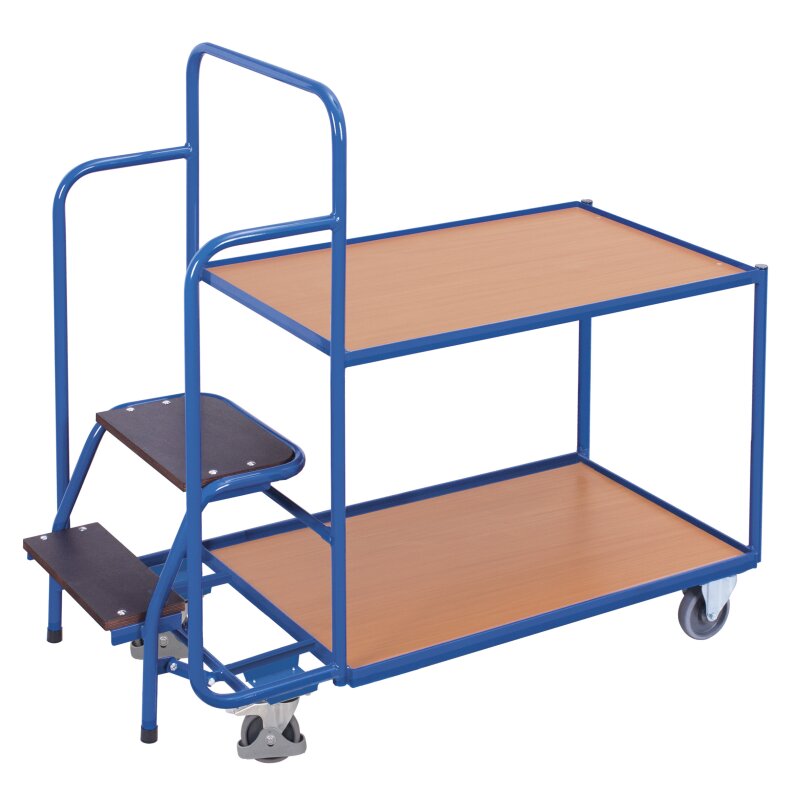 VARIOfit Kommissionierwagen mit 2 Böden - Enzianblau