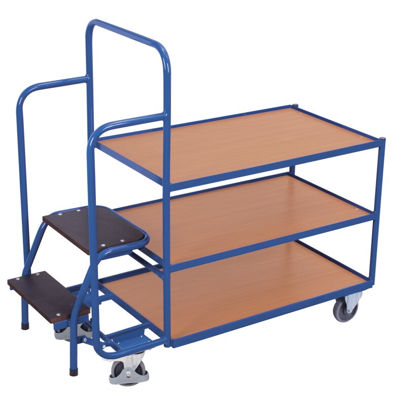 VARIOfit Kommissionierwagen mit 3 Böden - Enzianblau