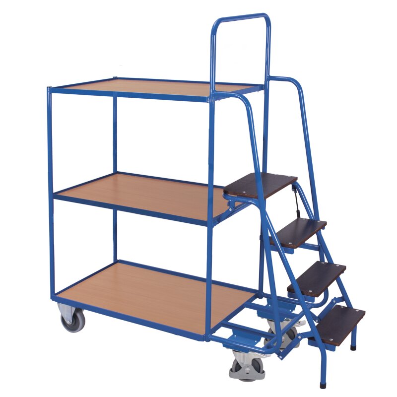 VARIOfit XL-Kommissionierwagen mit 3 Böden - Enzianblau