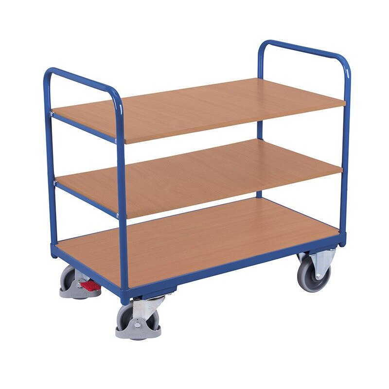 VARIOfit Etagenwagen mit 3 Böden 250 kg Traglast Typ M + EasySTOP - E