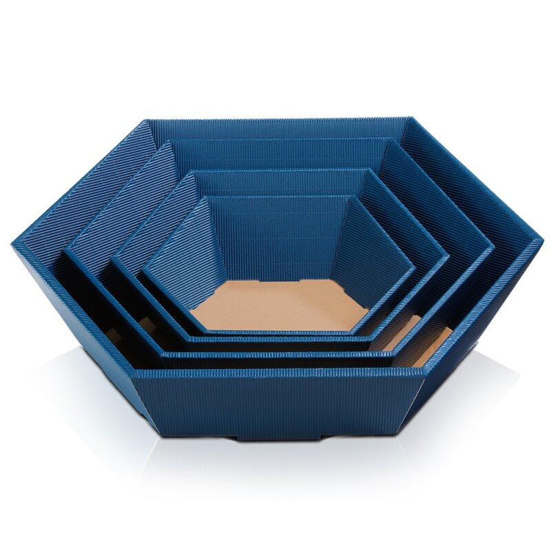 25 x Präsentkorb 6-eckig 'mini' 162 x 155 x 44/74 mm (Saphir)