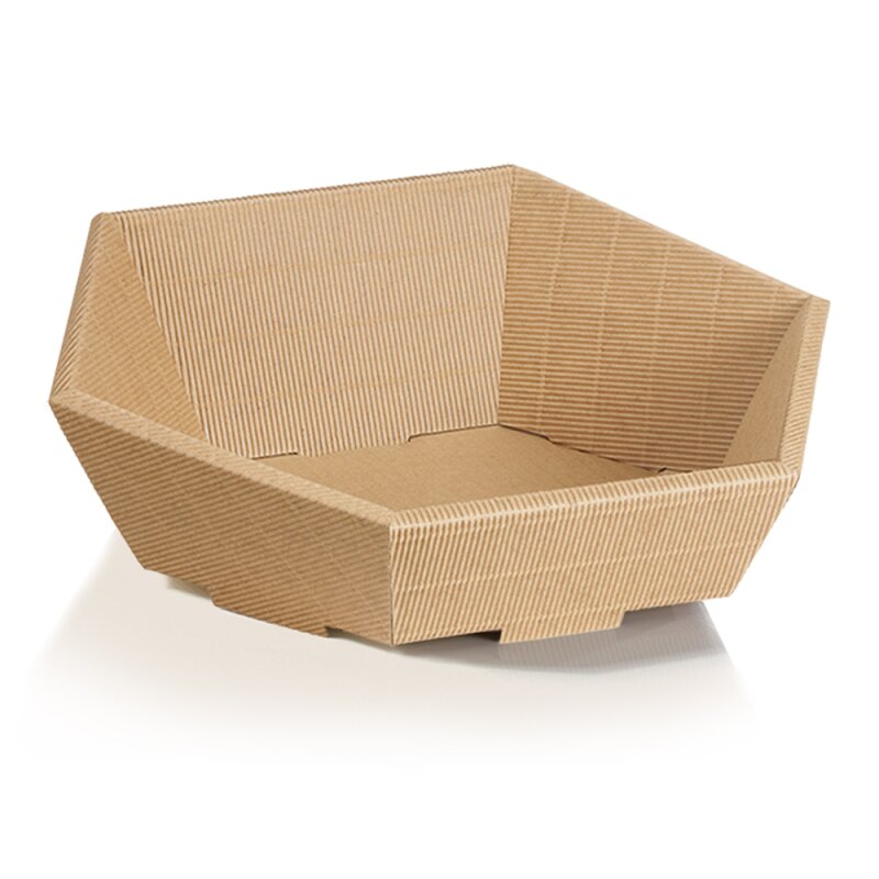 25 x Präsentkorb 6-eckig 'klein' 202 x 195 x 52/92 mm (natura)