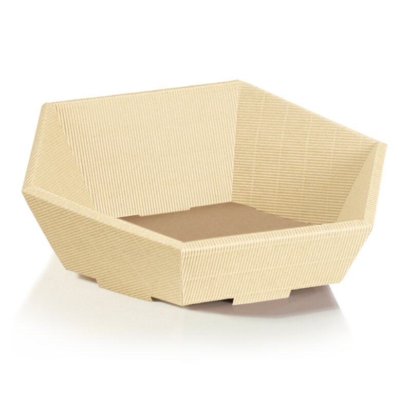 25 x Präsentkorb 6-eckig 'klein' 202 x 195 x 52/92 mm (Creme)