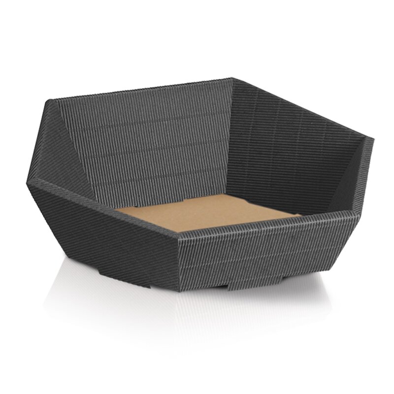 25 x Präsentkorb 6-eckig 'klein' 202 x 195 x 52/92 mm (Anthrazit)