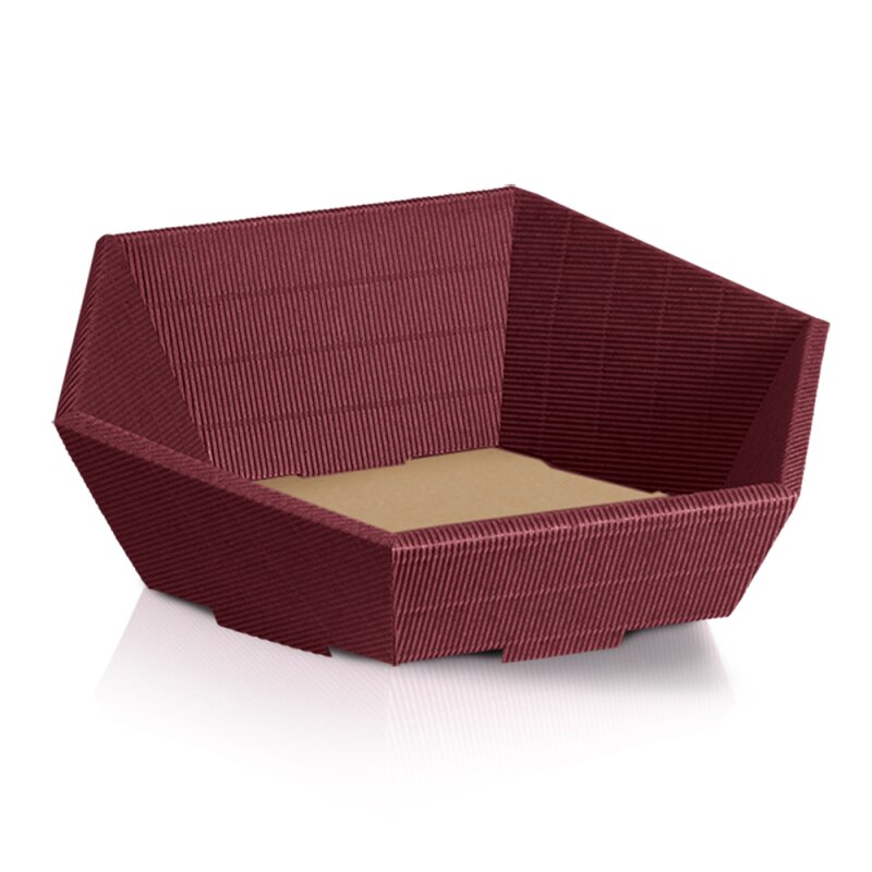 25 x Präsentkorb 6-eckig 'klein' 202 x 195 x 52/92 mm (Aubergine)