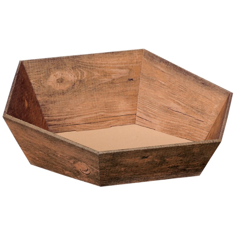 25 x Präsentkorb 6-eckig 'klein' 202 x 195 x 52/92 mm (Vintage)