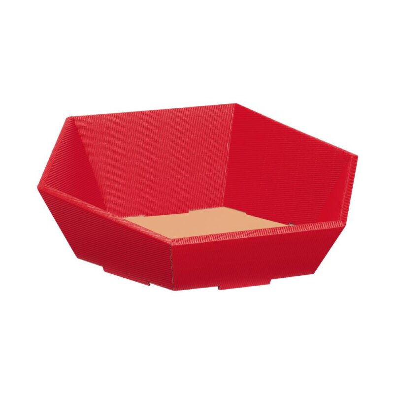 25 x Präsentkorb 6-eckig 'mittel' 257 x 247 x 67/120 mm (Rot)