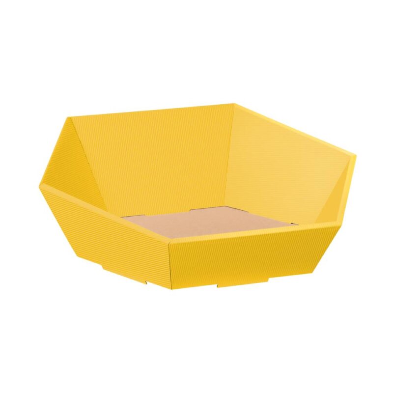 25 x Präsentkorb 6-eckig 'mittel' 257 x 247 x 67/120 mm (Gelb)