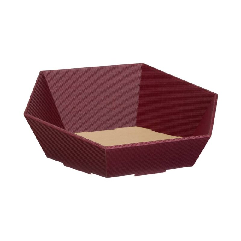 25 x Präsentkorb 6-eckig 'mittel' 257 x 247 x 67/120 mm (Aubergine)