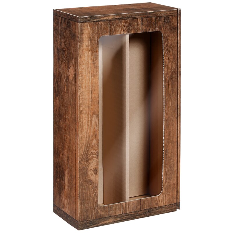 25 x Präsentkarton mit Folienfenster 'Vintage' für 2 Flaschen 360 x 192 x