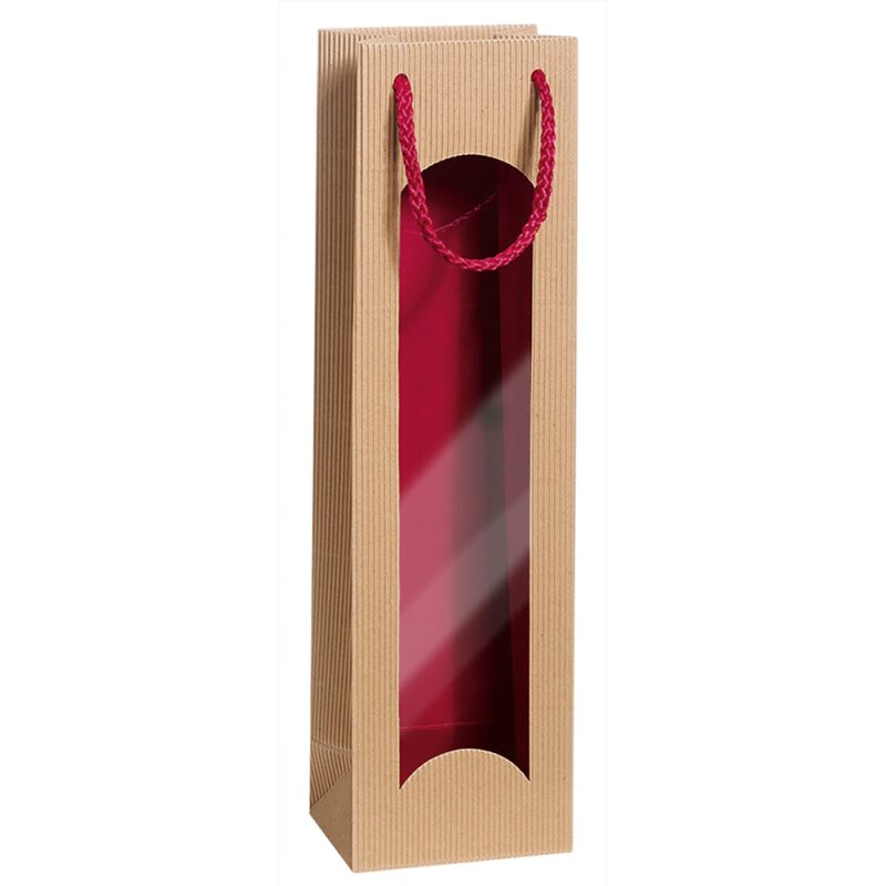 20 x Geschenktüte mit Sichtfenster für 1 Flasche 100 x 80 x 360 mm (Bicol